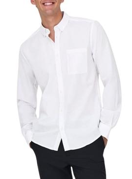 Camisa Only and Sons Alvares oxford branca slim para homens.