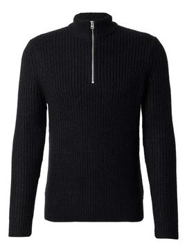 Camisola Only ans Sons Rolf com gola alta e fecho de correr preto para homem