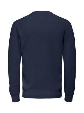 Camisola Only and Sons Kurt regular azul marinho para homem.