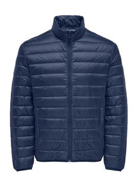 Jaqueta acolchoada marinha Only and Sons Noa para homem.