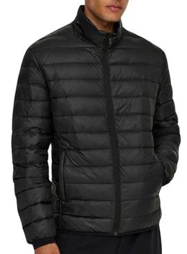 Casaco acolchoado preto Only and Sons Noa para homem.