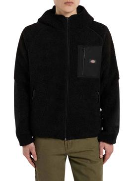 Fleece Dickies Central com capuz preto para homem.