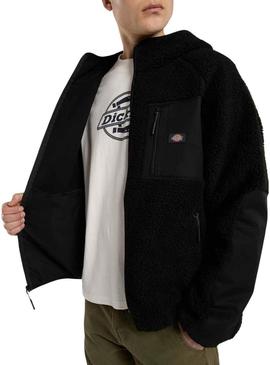 Fleece Dickies Central com capuz preto para homem.