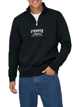 Moletom Only and Sons Ceres com zíper preto para homem.