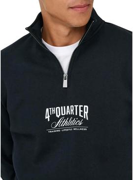 Moletom Only and Sons Ceres com zíper preto para homem.