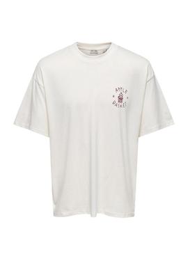 Camiseta Only and Sons Kyrie branca para homem