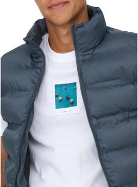 Camiseta Only and Sons Milo Photo branca para homem.