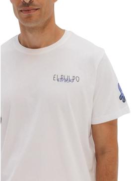 Camiseta El Pulpo Tríplice logo branco para homem.