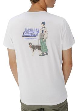 Camiseta El Pulpo Customs branca para homem
