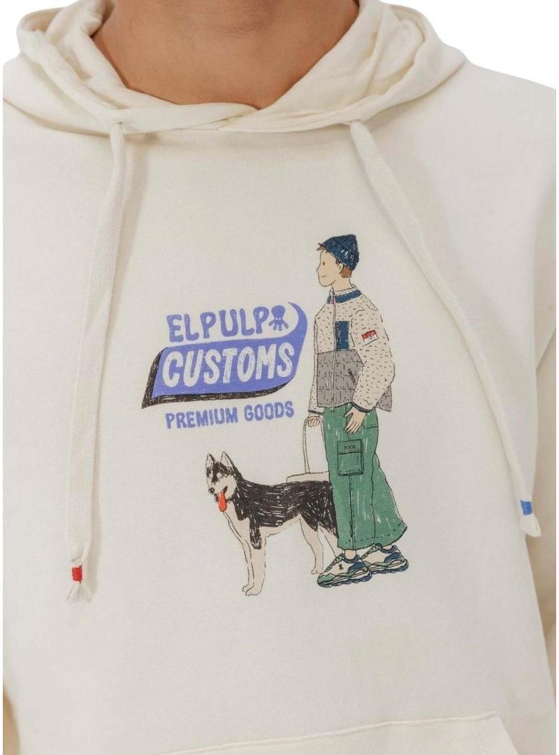 Moletom com capuz El Pulpo Customs bege para homem.