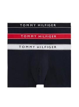 Pacote de 3 cuecas Tommy Hilfiger Trunk com estampa marinha para homens.