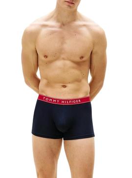 Pacote de 3 cuecas Tommy Hilfiger Trunk com estampa marinha para homens.