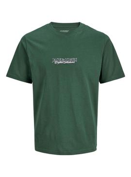Camiseta Jack and Jones Bleecker verde para criança.