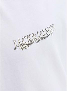 Camiseta Jack and Jones Bleecker branca para criança.
