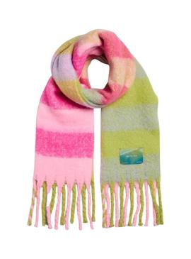 Cachecol Pieces Jina Patch de comprimento longo listrado rosa para mulher.