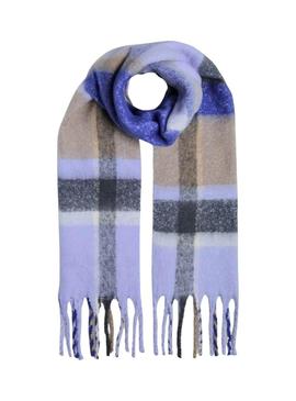 Cachecol Pieces Bea xadrez comprido malva para mulher.