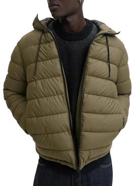 Jaqueta Jack and Jones Pont PU acolchoada verde para homem.