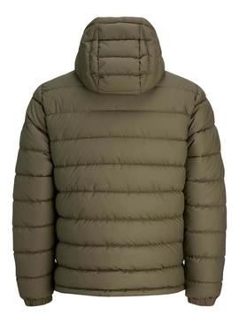 Jaqueta Jack and Jones Pont PU acolchoada verde para homem.