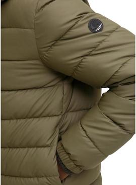 Jaqueta Jack and Jones Pont PU acolchoada verde para homem.