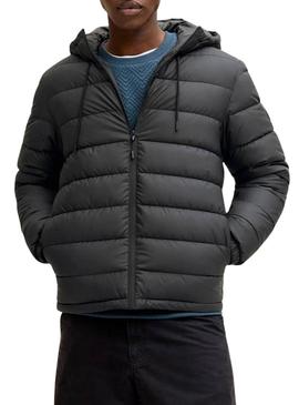 Jaqueta Jack and Jones ponte PU acolchoada preta para homem