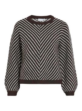 Camisola Vila Vikhaia listrada marrom para mulher.