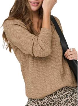 Camisola Only Hellen tostado para mulher.