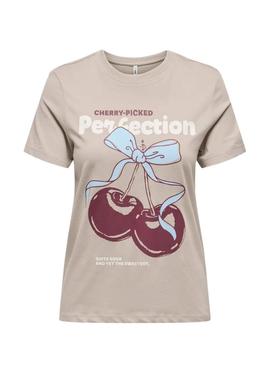 Camiseta Only Vivvi Lovely tostado para mulher.