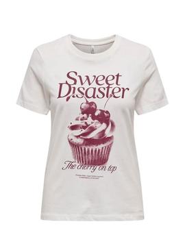 Camiseta Only Vivvi Lovely branca para mulher