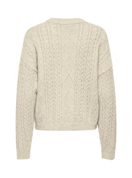 Camisola Katia Bege Trançada Apenas para Mulher.