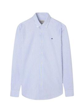 Camisa Silbon esporte oxford listrada azul e verde para homem