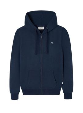 Moletom clássico com capuz e zíper marinho da Silbon para homem.