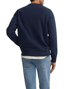 Moletom Silbon com meio ziper e pana marinho para homem.