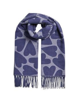 Cachecol Pieces Marlin estampado corações azuis para mulher.