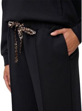 Calça Only Alina laços leopardo preto para mulher.