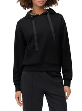 Moletom Only Alina com capuz de leopardo preto para mulher.