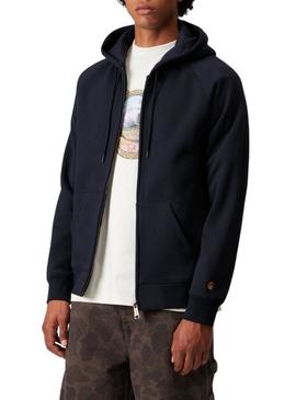 Moletom com zíper Carhartt Chase com capuz azul marinho para homens