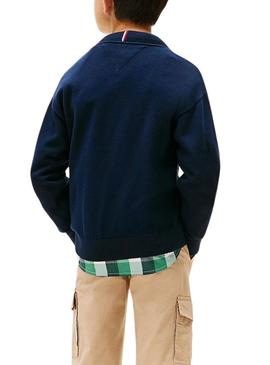 Camisola Tommy Hilfiger Varsity azul marinho para criança.