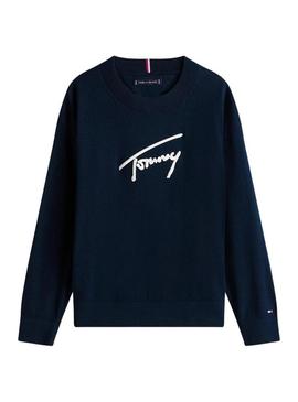 Camisola Tommy Hilfiger Varsity azul marinho para criança.