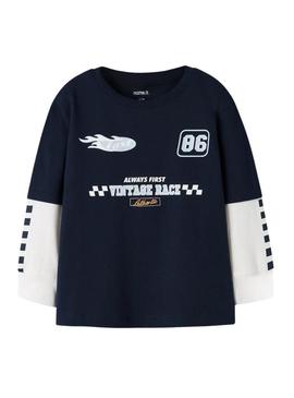 Camiseta Name It Richael azul para menino.