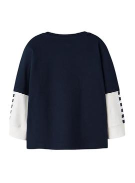 Camiseta Name It Richael azul para menino.