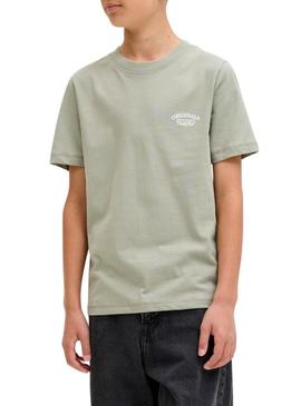Camiseta Jack and Jones Greene Branding verde para criança.