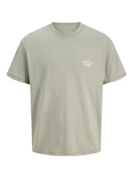 Camiseta Jack and Jones Greene Branding verde para criança.