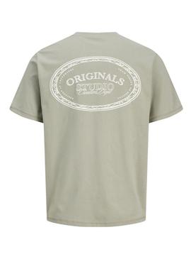 Camiseta Jack and Jones Greene Branding verde para criança.