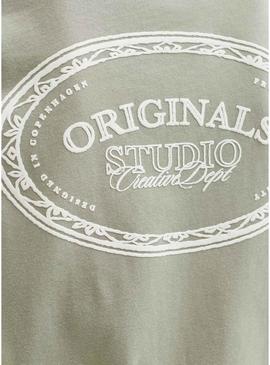 Camiseta Jack and Jones Greene Branding verde para criança.