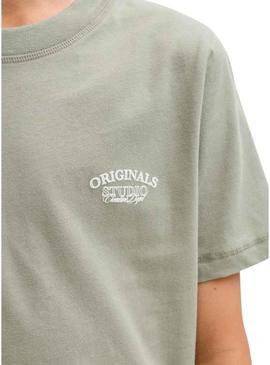 Camiseta Jack and Jones Greene Branding verde para criança.