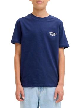 Camiseta Jack and Jones Greene Branding azul para menino