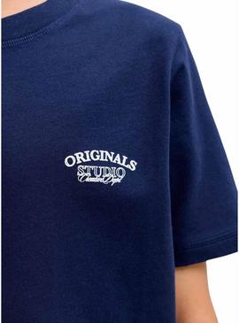 Camiseta Jack and Jones Greene Branding azul para menino
