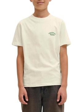 Camiseta Jack and Jones Greene Branding bege para criança