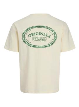 Camiseta Jack and Jones Greene Branding bege para criança