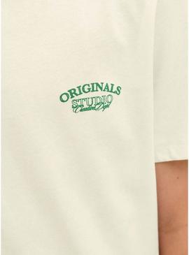 Camiseta Jack and Jones Greene Branding bege para criança